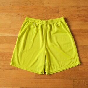 Starter Mesh Shorts Mens Neon Yellow Athletic Gym Sporty Large 90s Basketball